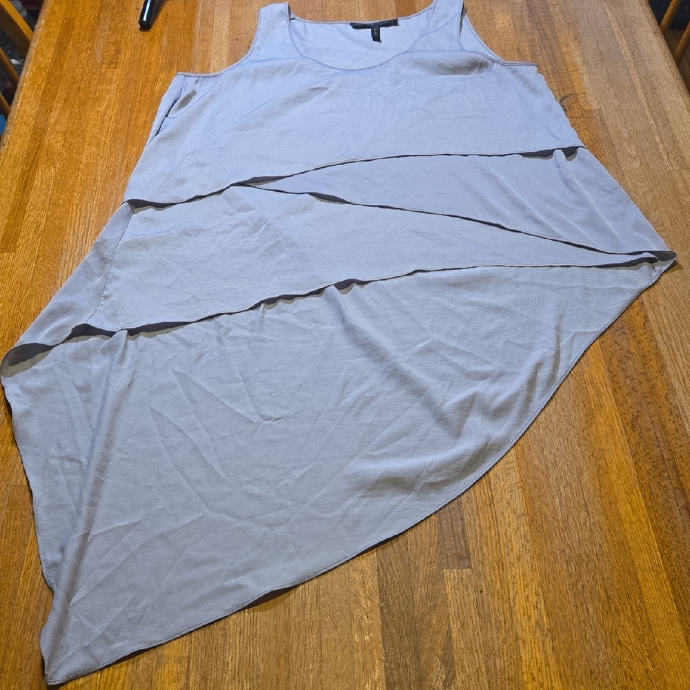 BCBG MAXAZRIA Women‎ Small Gray Asymmetrical Layered Sleeveless Round Neck Tunic
